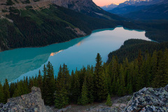 Sunrise at Peyto Lake, along the Icefields Parkway in Banff National Park, Alberta, Canada