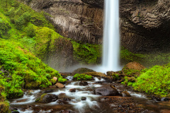 Latourell Falls and stream in the Columbia River Gorge, Portland, Oregon
