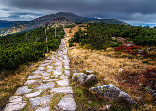 Mountain hiking trails in Krkonose or Giant Mountains
