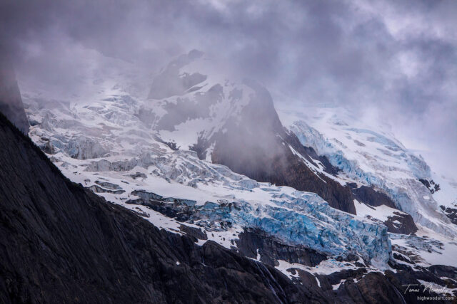 A glacier on a mountain in the Canadian Rockies, British Columbia, Canada