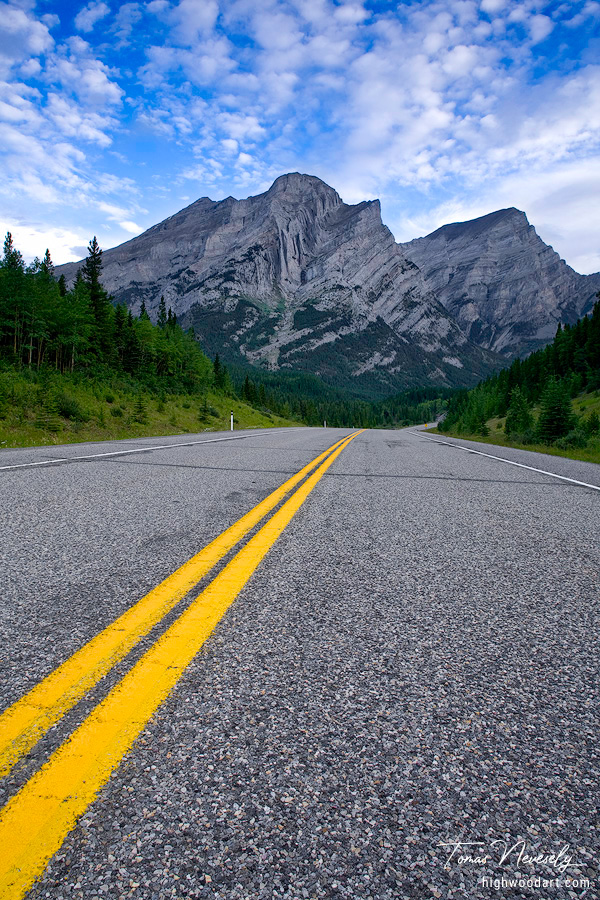 Road in Kananaskis Country in the Canadian Rocky Mountains, Alberta, Canada